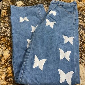 Shein Wide Leg Butterfly Jeans S